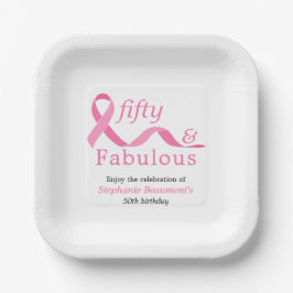 Plato De Papel Pink Fifty Fabulous Fighting Cancer 50th Birthday