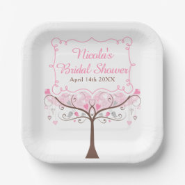 Plato De Papel Pink Floral Bird Bridal Shower 