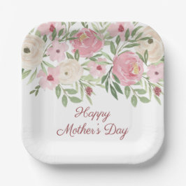 Plato De Papel Pink Floral Church Mother's Day Brunch