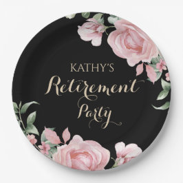 Plato De Papel Pink Floral Retirement Party