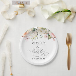 Plato De Papel Pink Flowers, White Flowers, Boho, Birthday