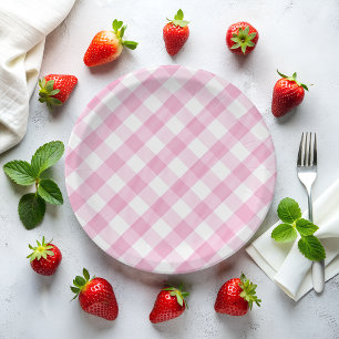 Plato De Papel Pink Gingham