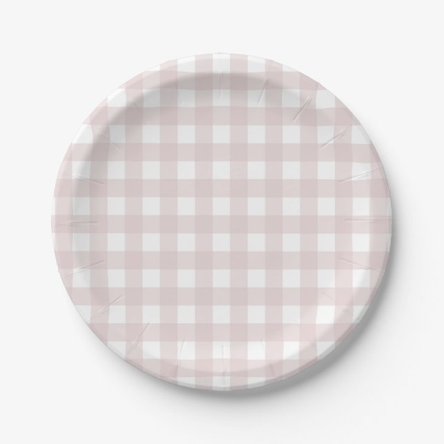Plato De Papel Pink Gingham Fiesta Plate (Anverso)