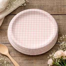Plato De Papel Pink Gingham Paper Plates