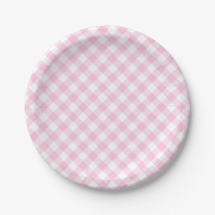 Plato De Papel Pink Gingham Plaid