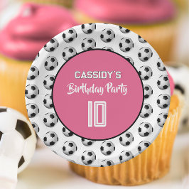 Plato De Papel Pink Girl Soccer Birthday Party