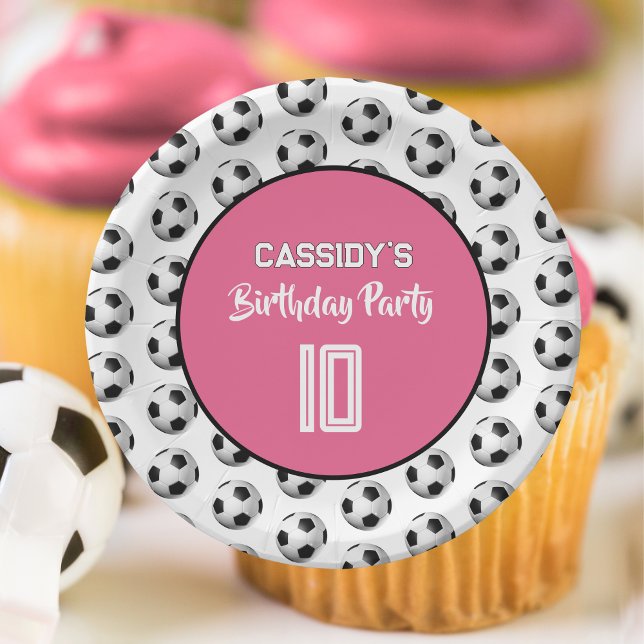 Plato De Papel Pink Girl Soccer Birthday Party (Subido por el creador)