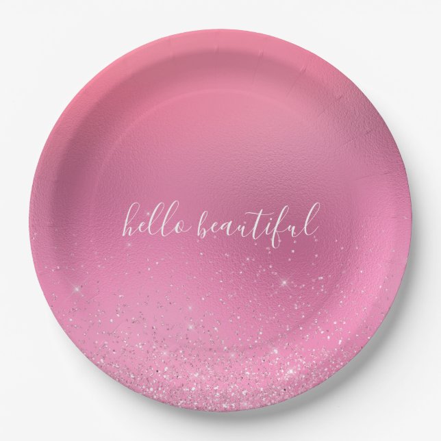 Plato De Papel Pink Glitz (Anverso)