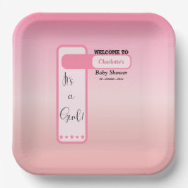 Plato De Papel Pink Gradient Cute Eyeball Text Baby Shower