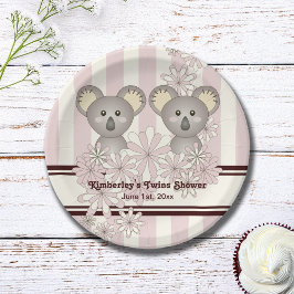 Plato De Papel Pink Koala Twin Baby Shower / Chica de niños Cumpl