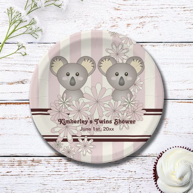 Plato De Papel Pink Koala Twin Baby Shower / Chica de niños Cumpl (Subido por el creador)