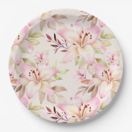 Plato De Papel Pink Lilies