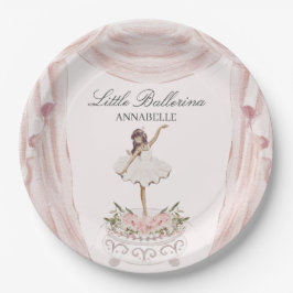 Plato De Papel Pink Little Ballerina Baby Shower o Cumpleaños