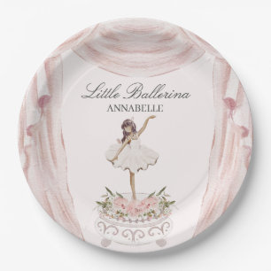 Plato De Papel Pink Little Ballerina Baby Shower o Cumpleaños