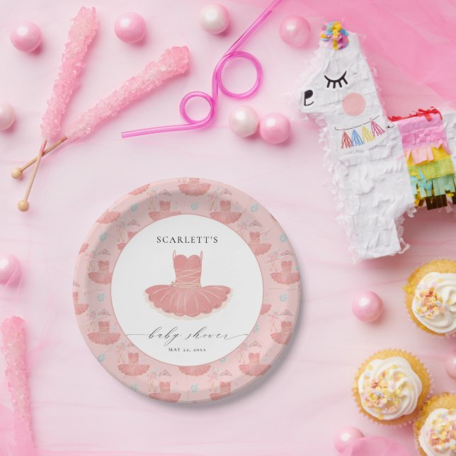 Plato De Papel Pink Little Ballerina Tutu Baby Baby Shower (Fiesta)