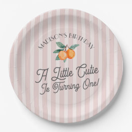 Plato De Papel Pink Little Cutie Pastel Citrus Birday Party