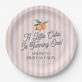 Plato De Papel Pink Little Cutie Pastel Citrus Birday Party