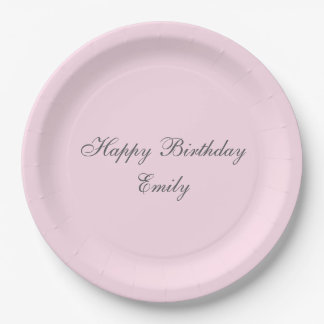 Plato De Papel Pink Minimalist Birthday Party Paper Plates