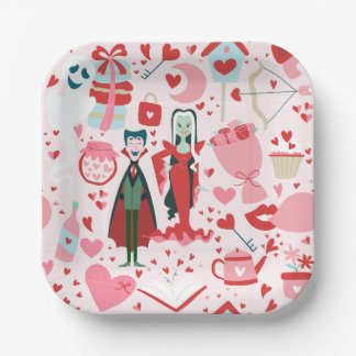 Plato De Papel pink monster valentines vampire ghost