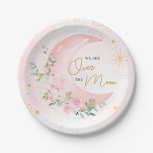 Plato De Papel Pink Moon y Estrellas Baby Shower 