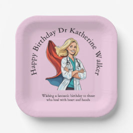 Plato De Papel pink Mrs DOCTOR BIRTHDAY