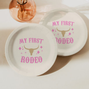 Plato De Papel Pink My First Rodeo Cowgirl Primer Cumpleaños