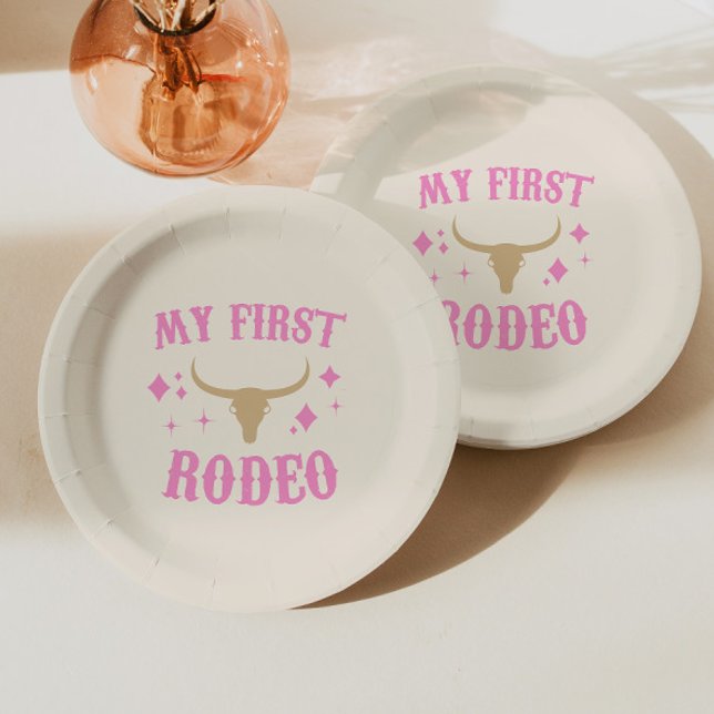 Plato De Papel Pink My First Rodeo Cowgirl Primer Cumpleaños (Subido por el creador)