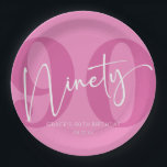 Plato De Papel Pink Ninety 90th Birthday Party<br><div class="desc">¡Esta es una pink Ninety 90th Birthday Party Paper Plates!</div>
