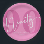 Plato De Papel Pink Ninety 90th Birthday Party<br><div class="desc">¡Esta es una pink Ninety 90th Birthday Party Paper Plates!</div>