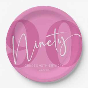 Plato De Papel Pink Ninety 90th Birthday Party