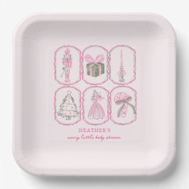 Plato De Papel Pink Nutcracker A Merry Little Baby Shower
