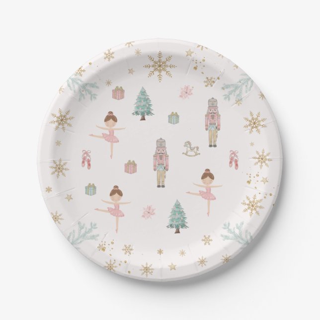 Plato De Papel Pink Nutcracker Ballet Birthday Paper Plates (Anverso)