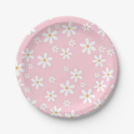 Plato De Papel Pink Pastel Daisies Napkin