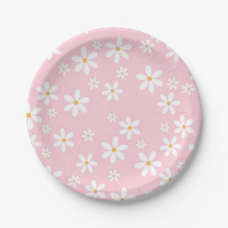 Plato De Papel Pink Pastel Daisies Napkin