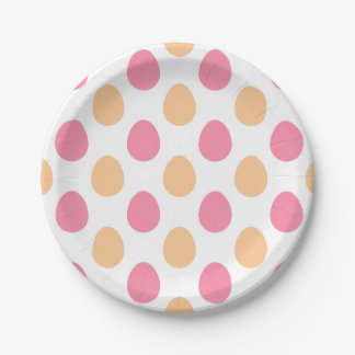 Plato De Papel Pink Peach Easter Eggs Spring Paper Plates