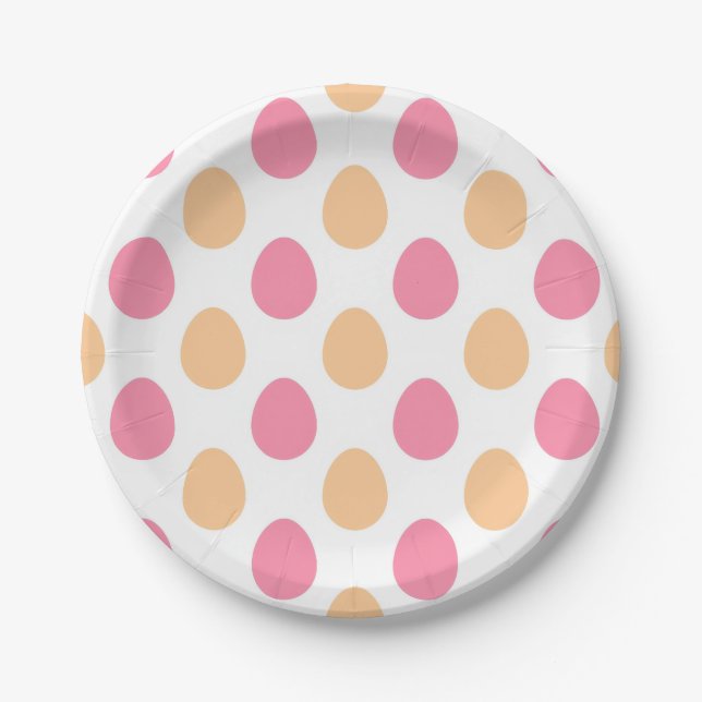 Plato De Papel Pink Peach Easter Eggs Spring Paper Plates (Anverso)