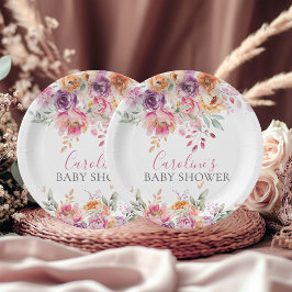 Plato De Papel Pink Peach Purple Baby In Bloom Floral