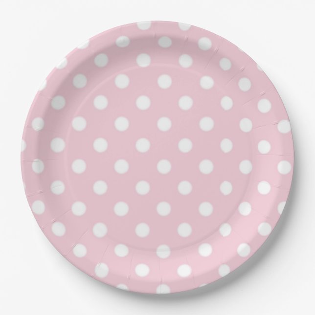 Plato De Papel Pink Polka Dot Baby Baby Shower (Anverso)