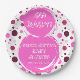 Plato De Papel Pink polka dot baby shower Paper plates