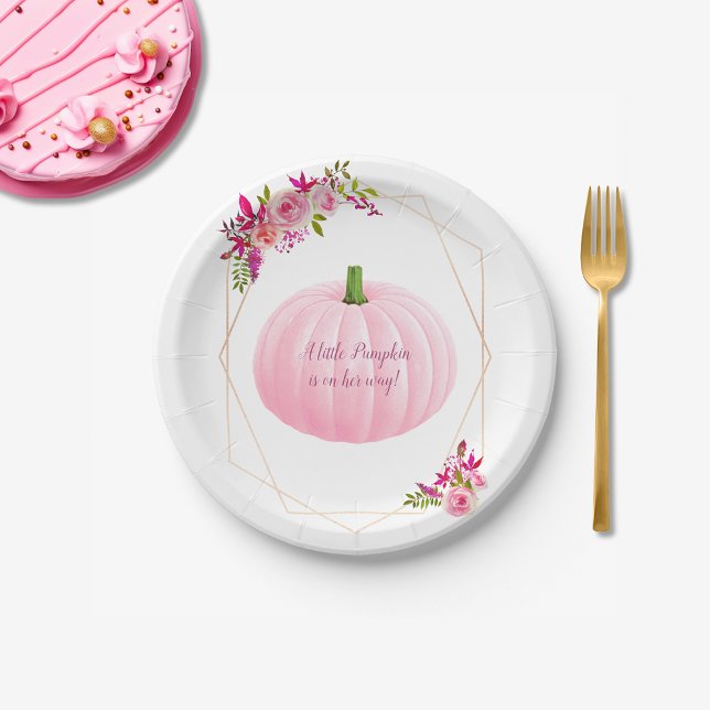 Plato De Papel Pink Pumpkin Girly Baby Shower (Subido por el creador)