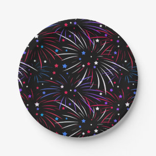Plato De Papel Pink Purple Fireworks Black