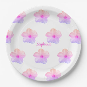 Plato De Papel Pink Purple Floral Birday Boda Bridal Shower