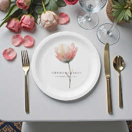 Plato De Papel Pink Purple Tulip Elegant Floral Wedding 