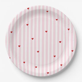 Plato De Papel Pink Red Hearts Little Sweetheart Baby Shower