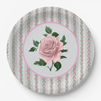 Plato De Papel Pink Roses 