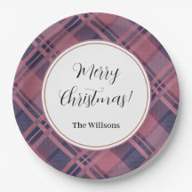 Pink Scottish Lady Tartan Pattern Feliz Navidad
