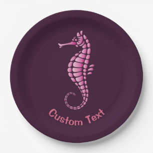 Plato De Papel Pink Seahorse