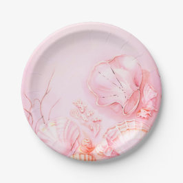 Plato De Papel Pink Seashell Dark
