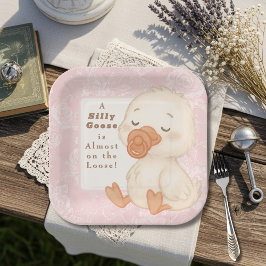 Plato De Papel Pink Silly Goose
