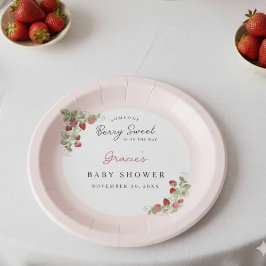 Plato De Papel Pink Strawberry Baby Shower